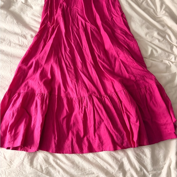 Linen blend pink midi dress - Picture 7 of 7